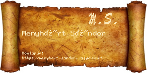 Menyhárt Sándor névjegykártya